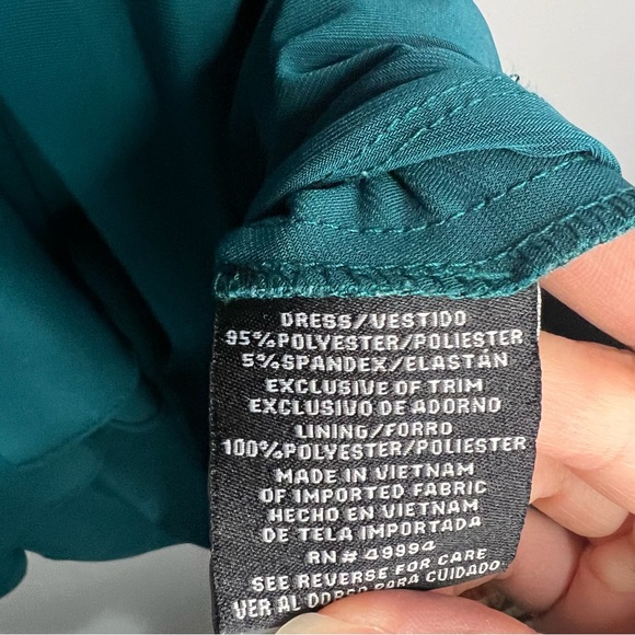 R&M Richards Faux Wrap Dress with Waist Embellishment in Hunter Green - Picture 3 of 6